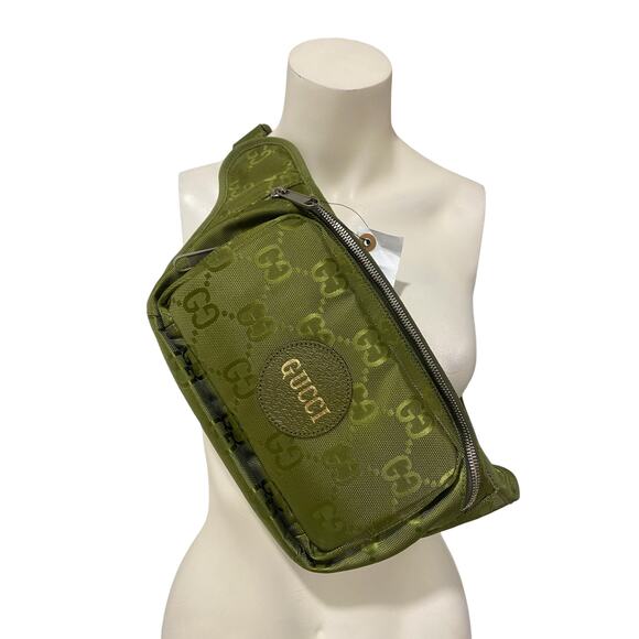 Gucci Large Belt Waist Bag Off The Grid Nylon GG Logo Green - Picture 1 of 12